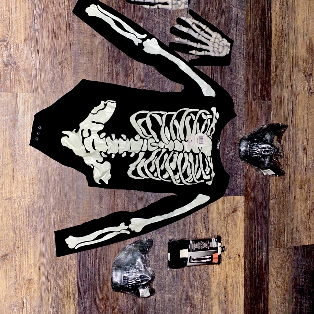 Skeleton body suit. GLOW IN THE DARK. New.
